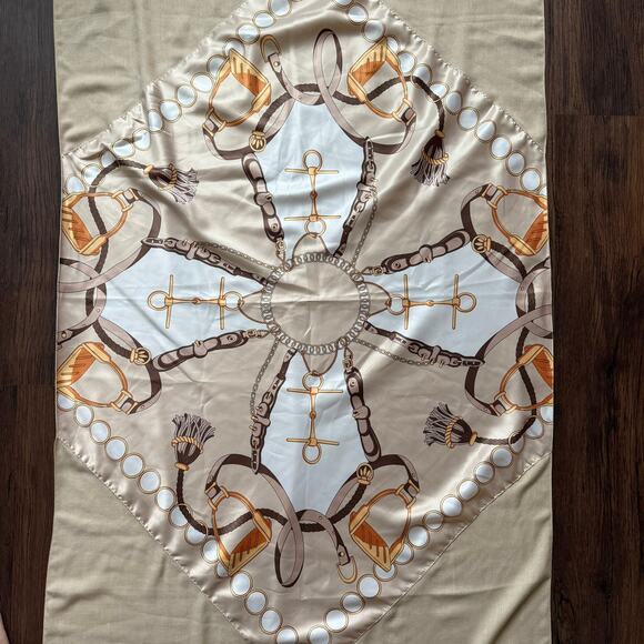 Stephan Italy Cashmere Silk Scarf Shawl 32x75 Equestrian Print - Picture 1 of 8